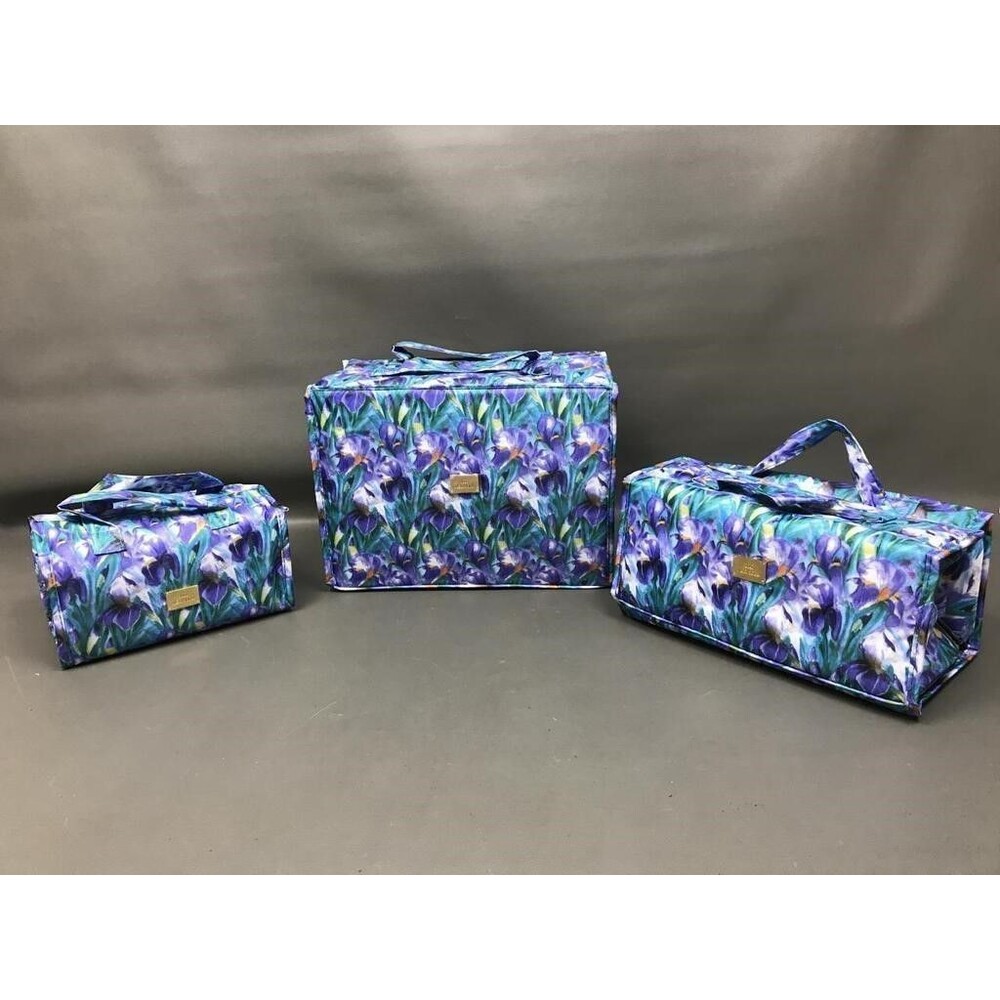 3pc Set Joy Mangano Better Beauty Roll Up Blue Makeup Organizer Travel Bags